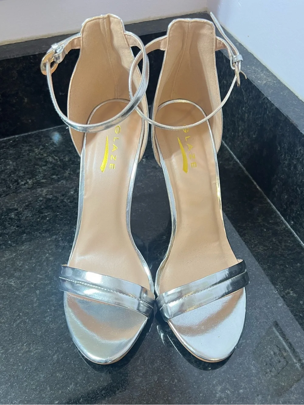 Silver Ankle-Strap High Heels